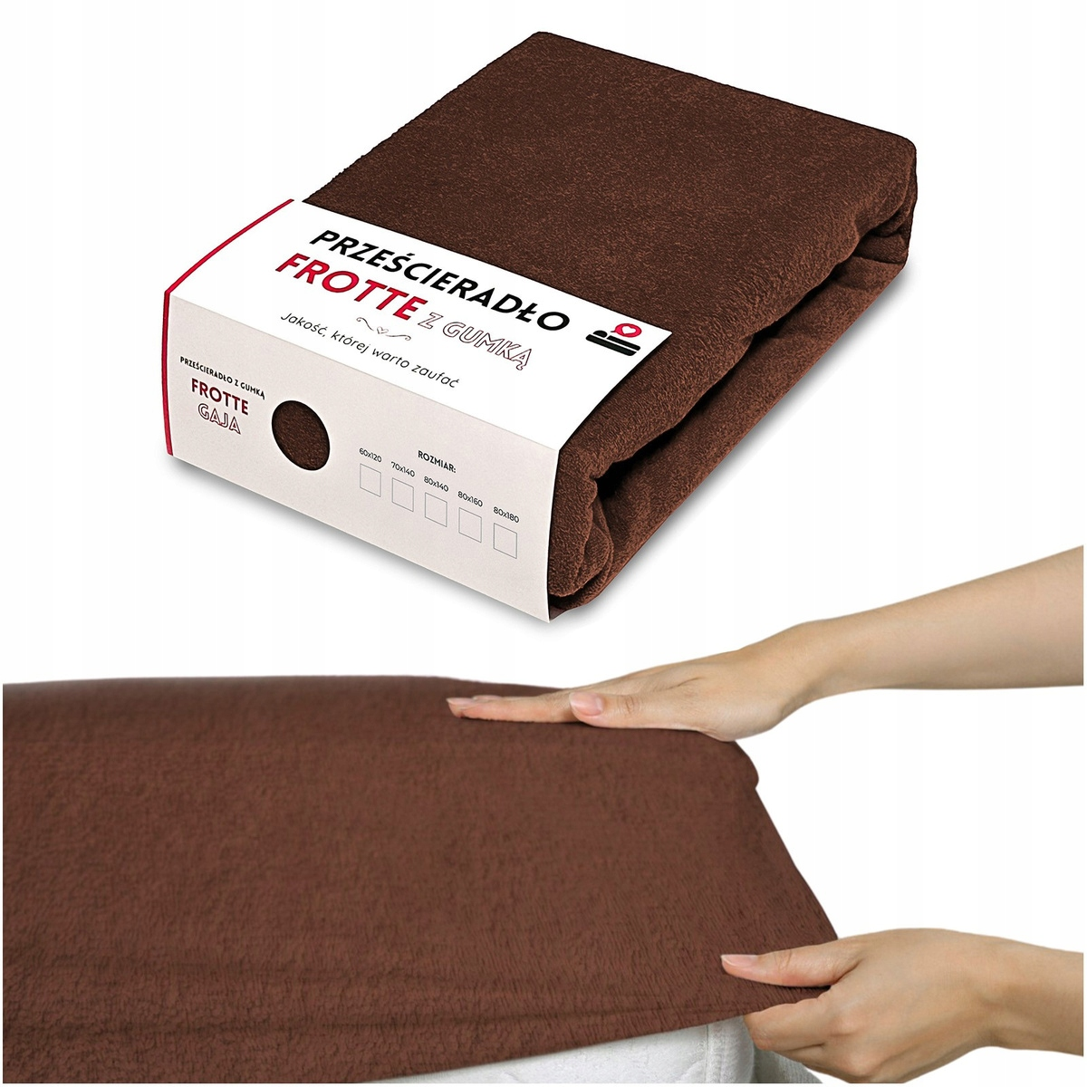 PRZEŚCIERADŁO z gumką 160x80 Frotte GRUBE bawełniane PREMIUM Gaja BRĄZ