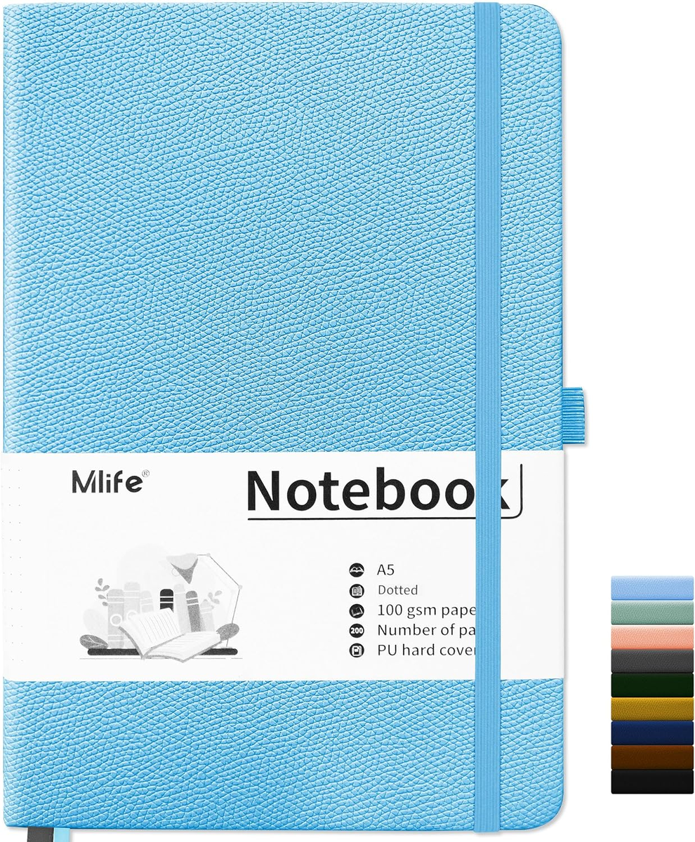 Notatnik A5 kropkowany 200 stron gruby papier 100g twarda oprawa PU