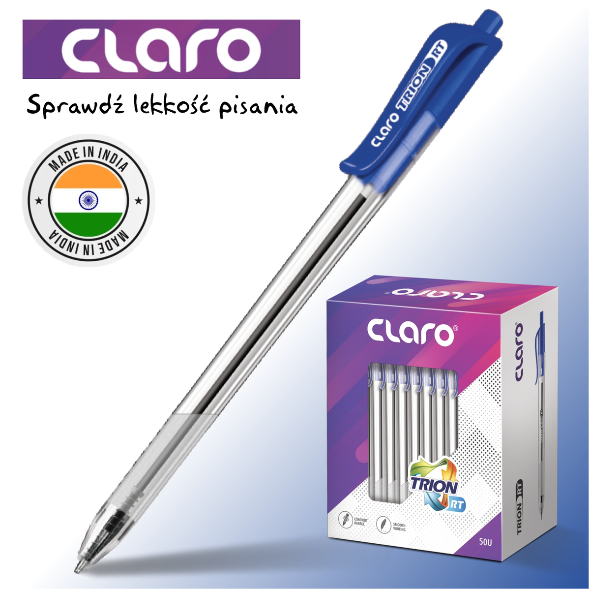 Długopis CLARO TRION RT BLUE niebieski AUTOMATYCZNY 0,7 mm Opakowanie = 50 szt.