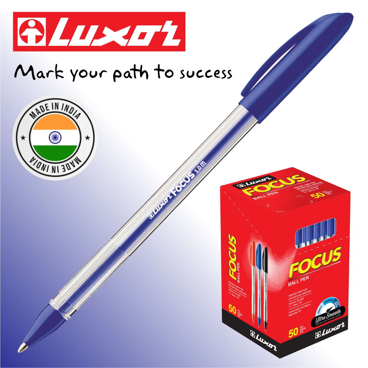 Długopis LUXOR FOCUS BLUE niebieski 1,0 mm Opakowanie = 50 szt. (0,84 zł za 1 szt.)