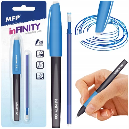 DŁUGOPIS ZMAZYWALNY WYMAZYWALNY ŚCIERALNY INFINITY + WKŁAD 0,6 mm NIEBIESKI