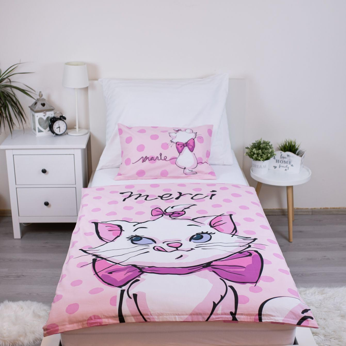 Zestaw pościeli dla niemowląt Marie Aristocats bawełna różowy 100x135 cm