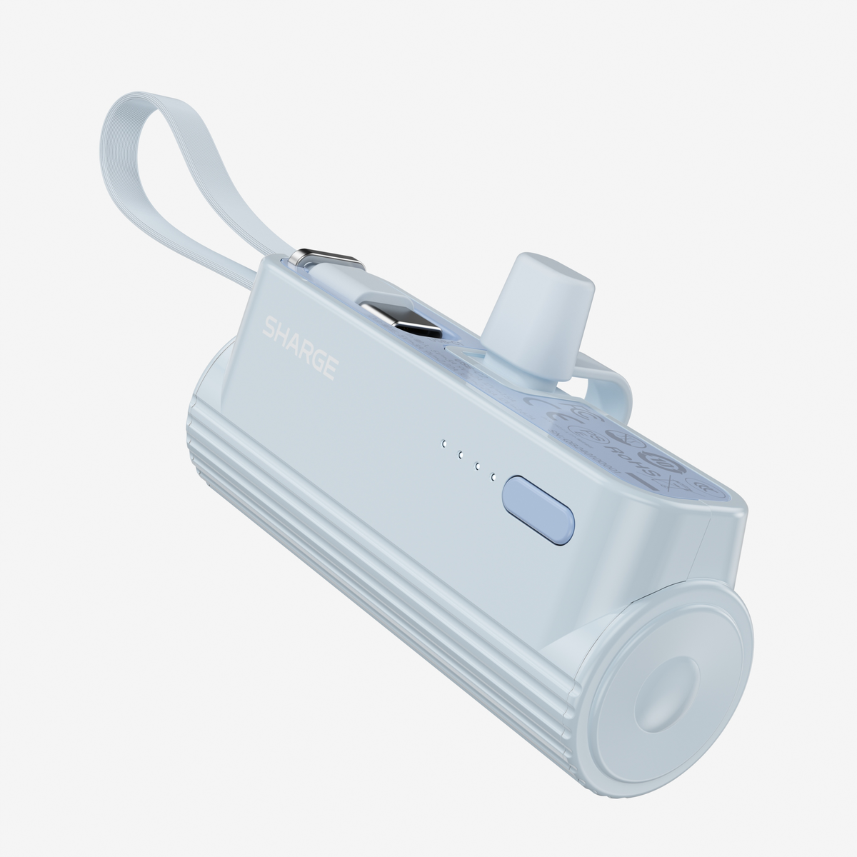 T1 Powerbank SHARGE 5000mAh Kabel USB C Lightning Niebieski Samsung