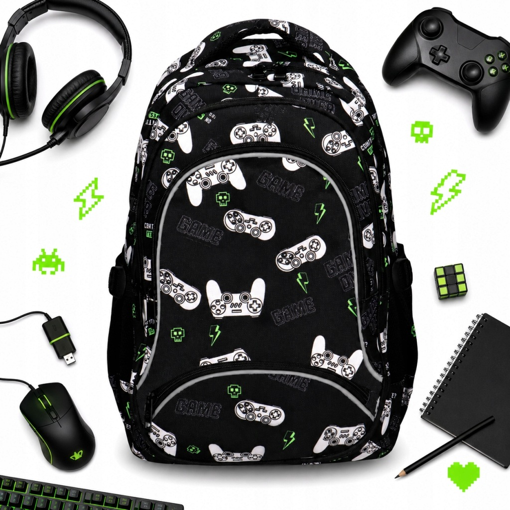 PLECAK SZKOLNY MŁODZIEŻOWY DLA CHŁOPAKA 3KOMOROWY DUŻY DO SZKOŁY GAMING PAD