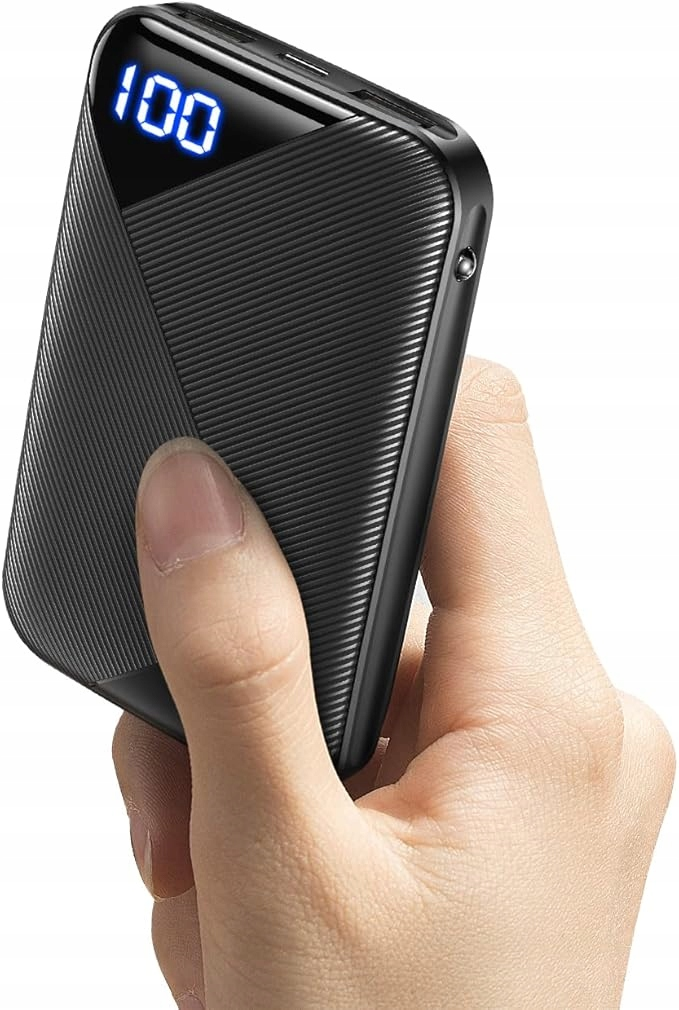 Powerbank Kompaktowy USB C A 10000 mAh Latarka Lekki