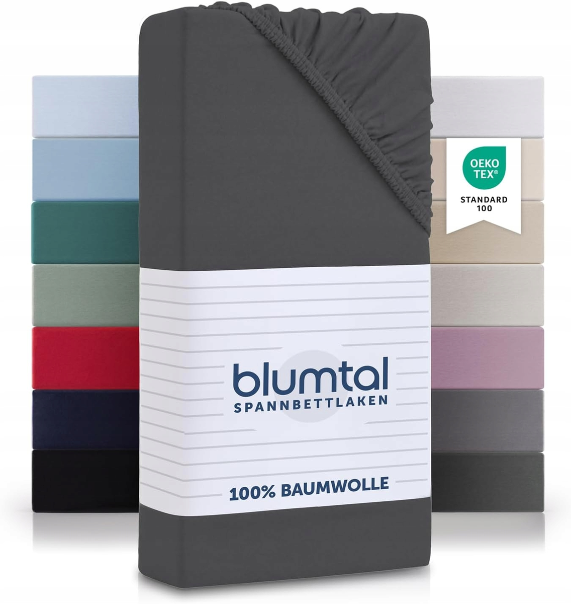 BLUMTAL Basic Prześcieradło z gumką BAWEŁNA dżersej 140x200x27 cm antracyt
