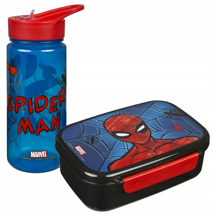 SPIDERMAN śniadaniówka z przegródką CHLEBAK lunch box + BIDON 500ML