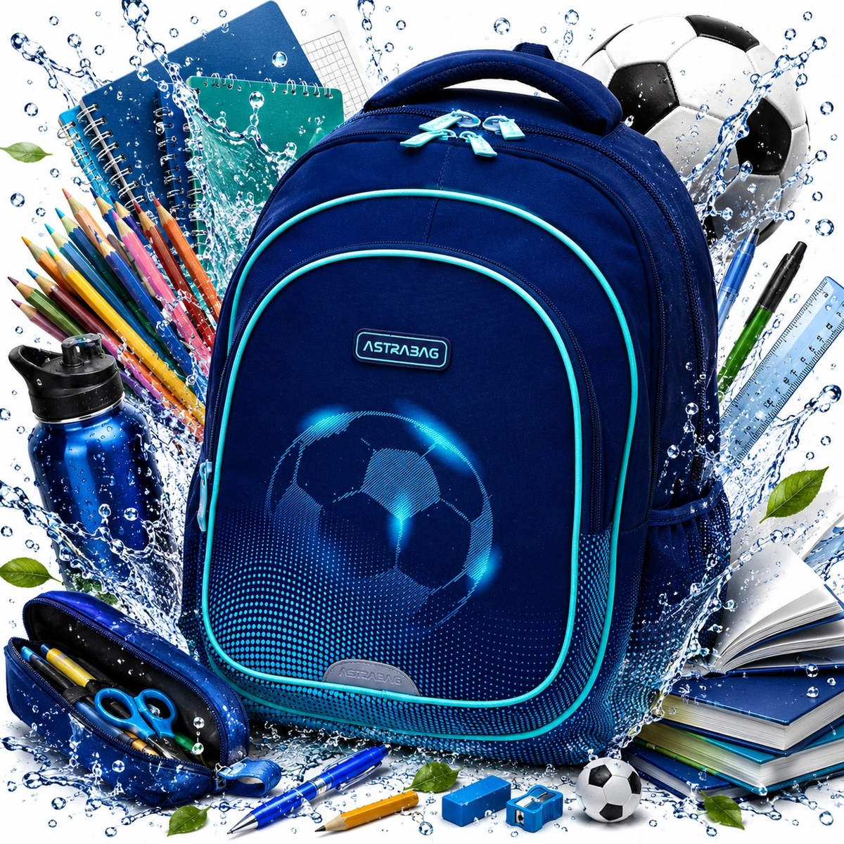 PLECAK SZKOLNY 27L ASTRABAG FOOTBALL LIGHT AB300 A4 LAPTOP CHŁOPCA