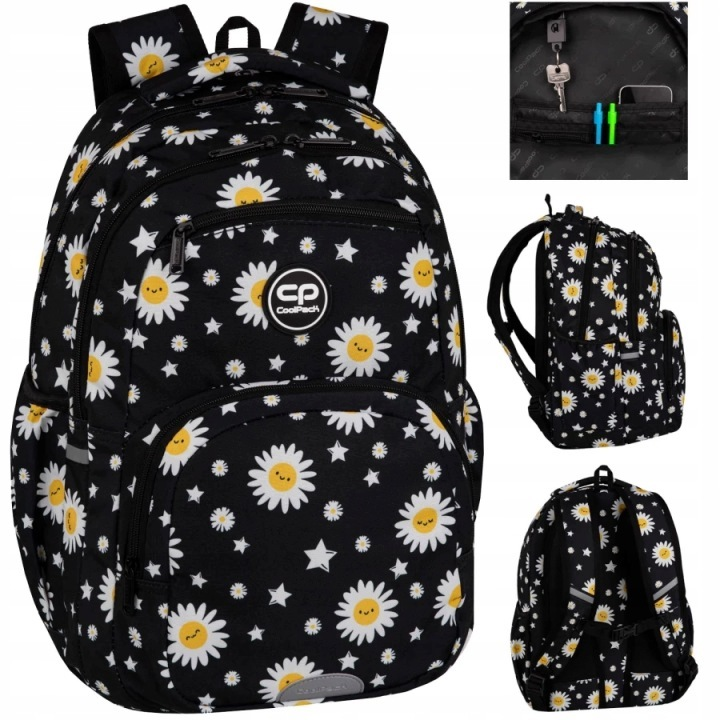 PLECAK COOLPACK W STOKROTKI CZARNY STKROTKA Z STOKTROKAMI KWIATY KWIATKI
