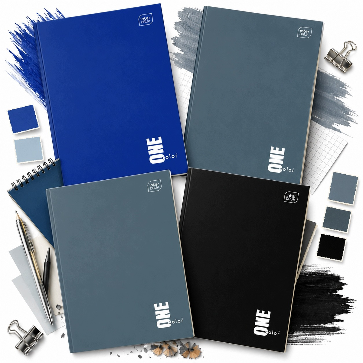ZESZYT A4 60 KARTEK KRATKA INTERDRUK ONE COLOR 5 SZT MIX KOLORÓW