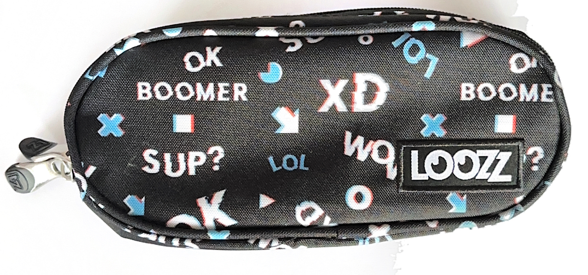 Piórnik Saszetka LOOZZ Dwukomorowy Szkolny 2 Komory Czarny Wzór XD