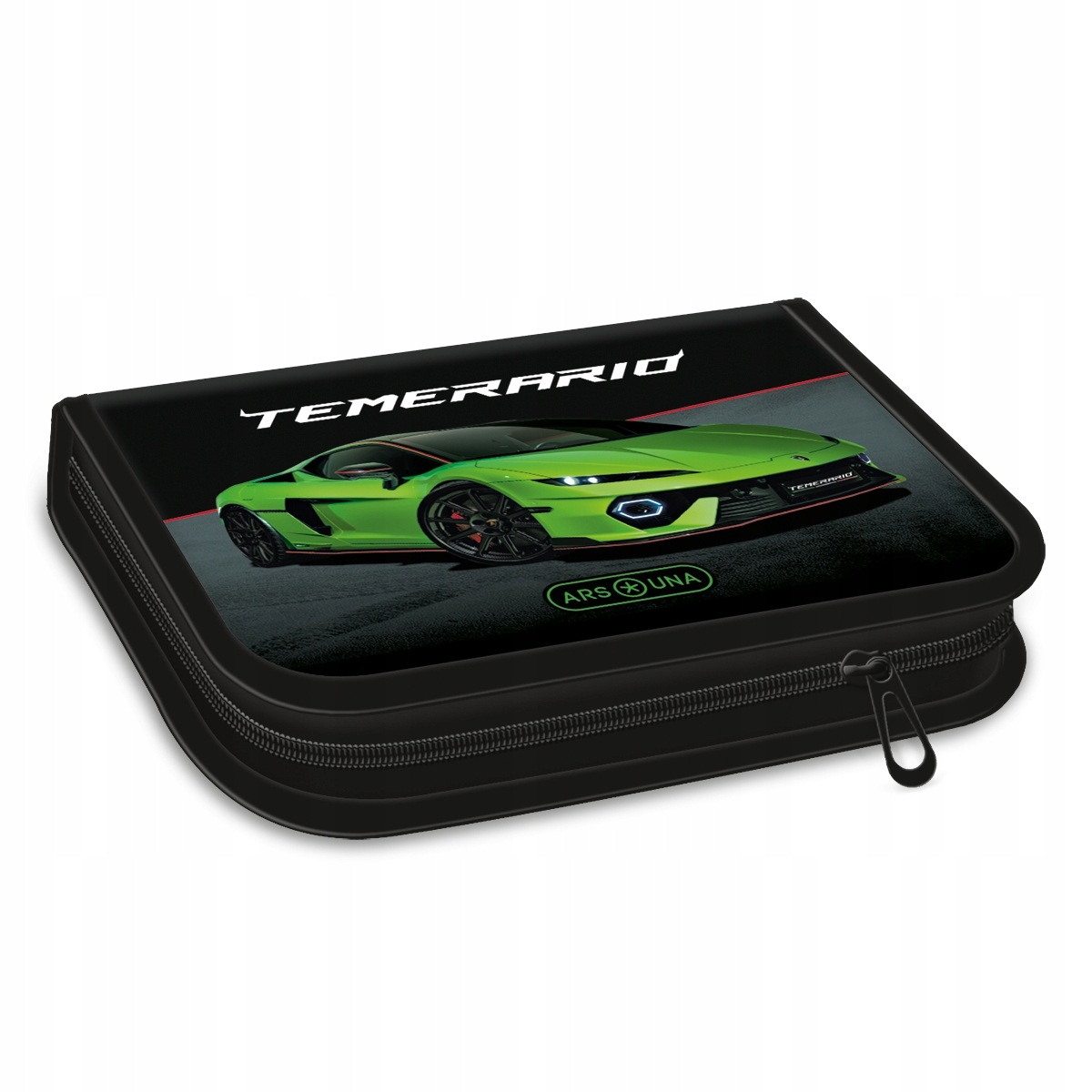 Lamborghini piórnik z wyposażeniem szkolnym zasuwany solidny