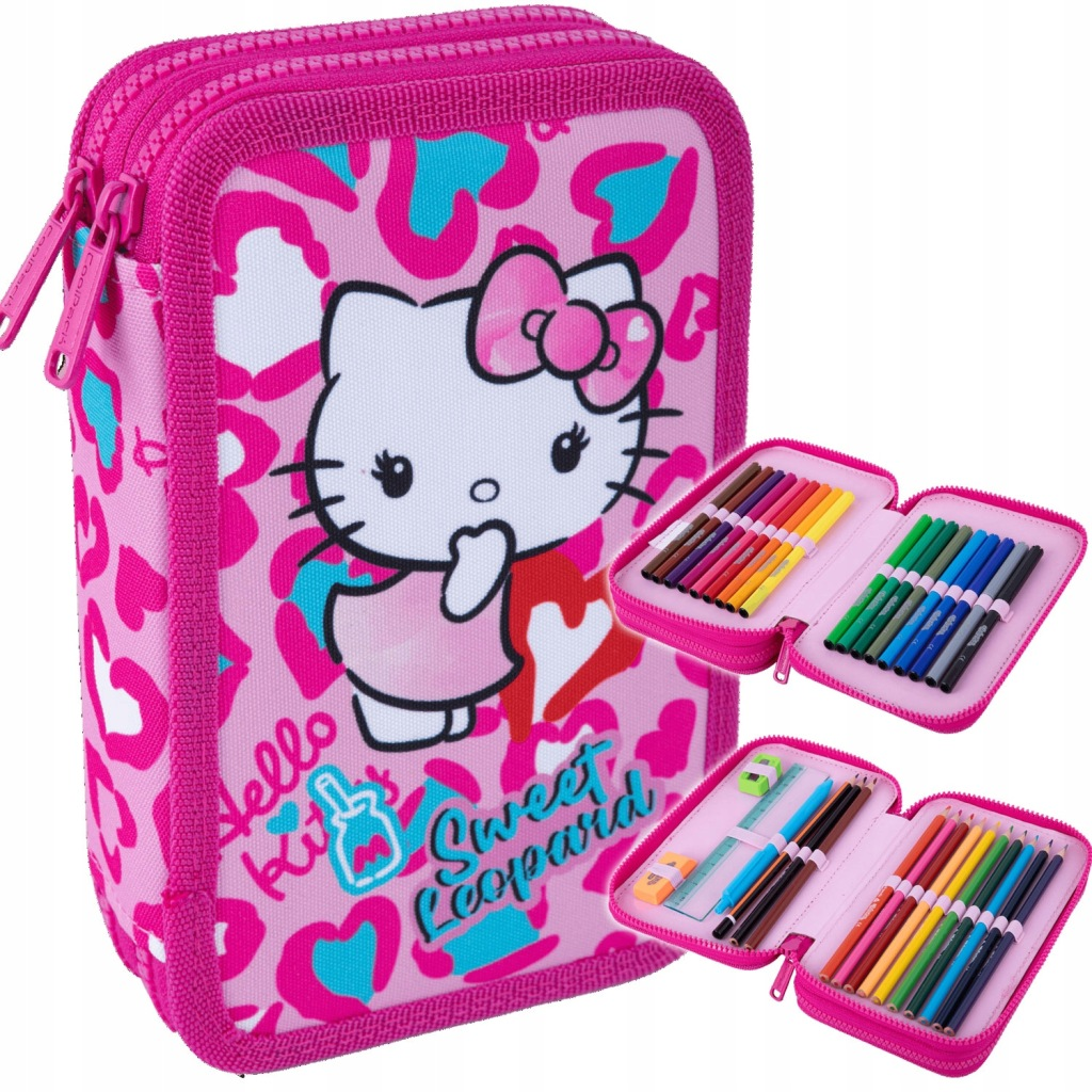 PIORNIK SZKOLNY ROZKLADANY DLA DZIEWCZYNKI ROZOWY HELLO KITTY KOT KOTEK