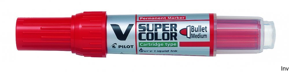 Pilot  Marker permanentny V-SUPER COLOR M. czerwony z wymiennym wkładem 0,9 mm