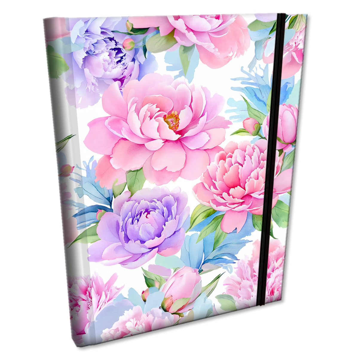 Elegancki Notes Notatnik z gumką B6 192 strony w kratkę Soft Touch PEONIE PASTEL