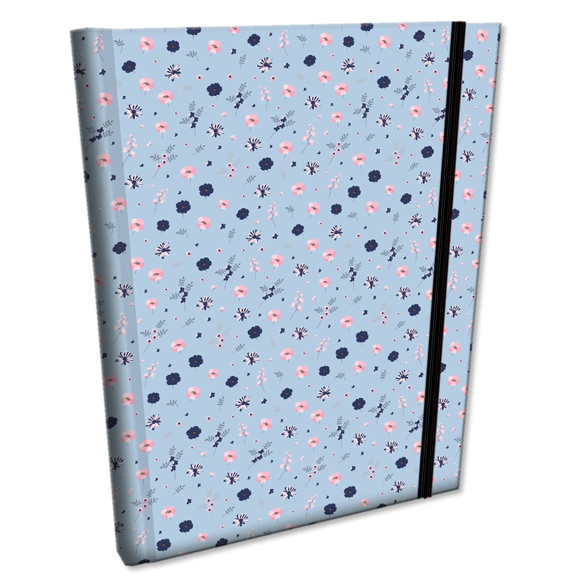 Elegancki Notes Notatnik z gumką B6 192 strony w kratkę Soft Touch STOKROTKI BLUE