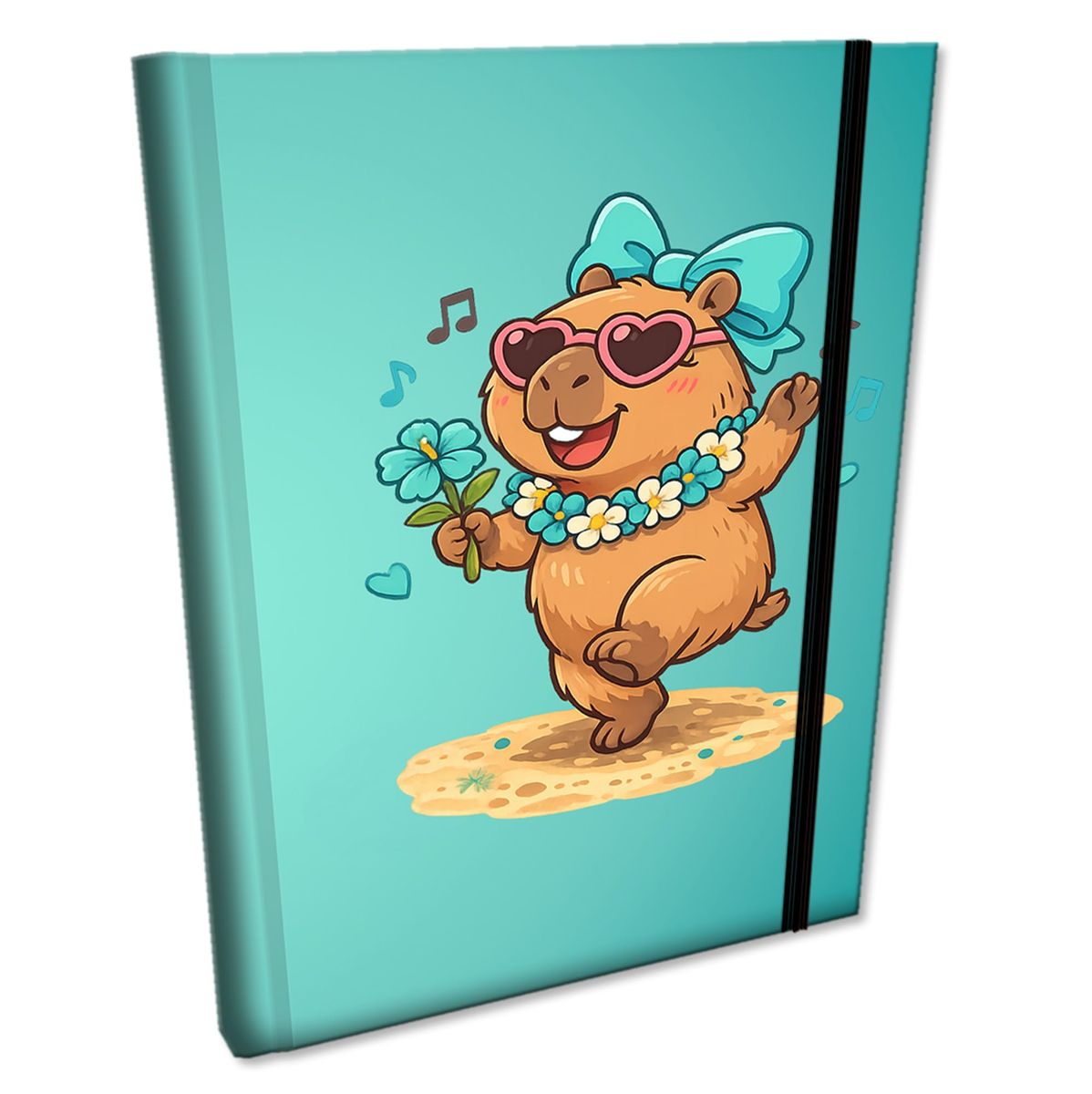 Elegancki Notes Notatnik z gumką B6 192 strony w kratkę Soft Touch KAPIBARA HAWAJKA