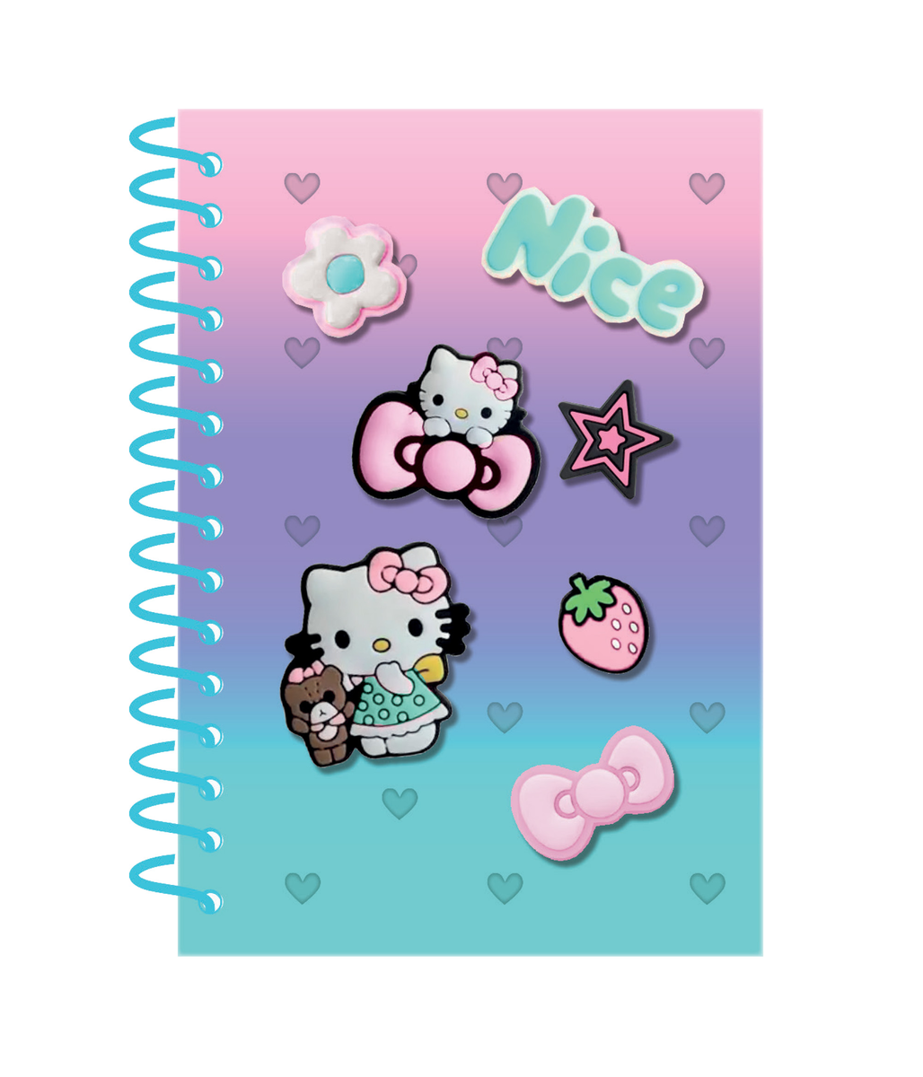 HELLO KITTY - KOŁOBRULION A5 /100 K/SILIKONOWA OKŁADKA Z PINSAMI-PLASTIKOWA SPIRALA/KRATKA/ - WZÓR 2 - PINK 1 /24/