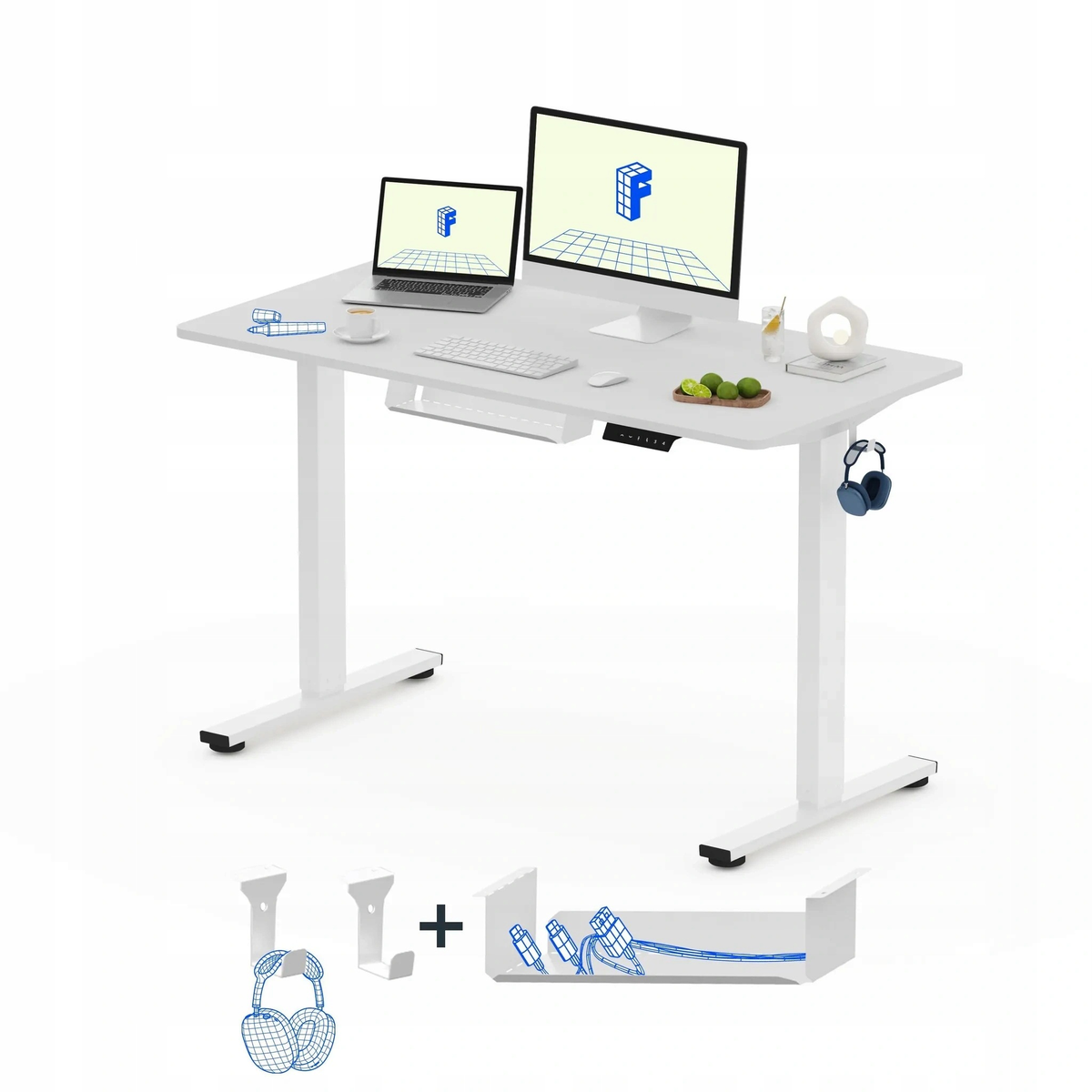 Biurko Elektryczne Flexispot EG1 100x60cm Regulowane Białe 85kg