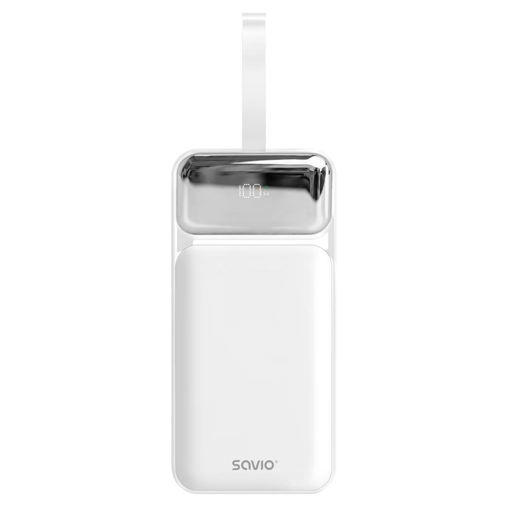 Powerbank Savio BA-15 50000 mAh PD QC 3.0 3x USB-C LED biały