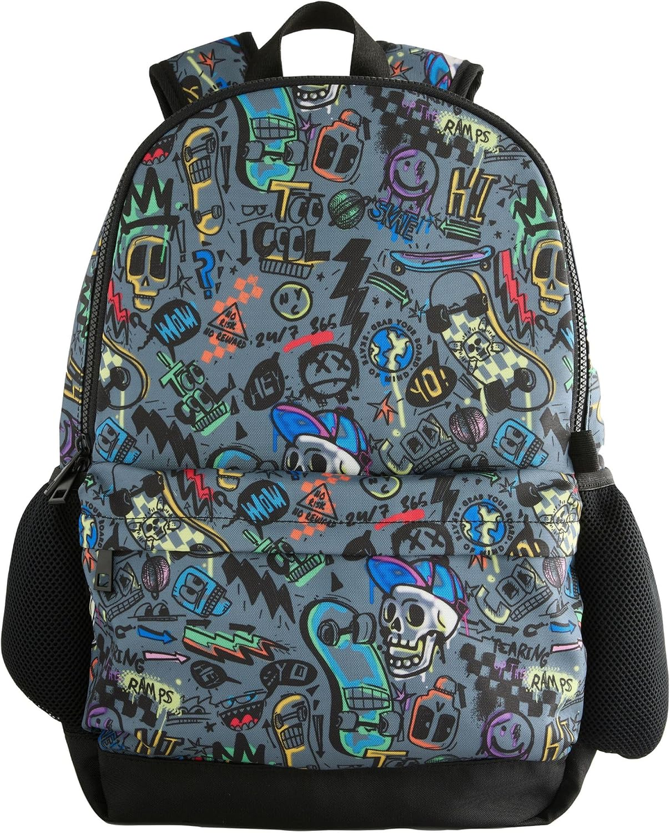 Plecak szkolny dla chłopca z nadrukiem Grey Doodle Print