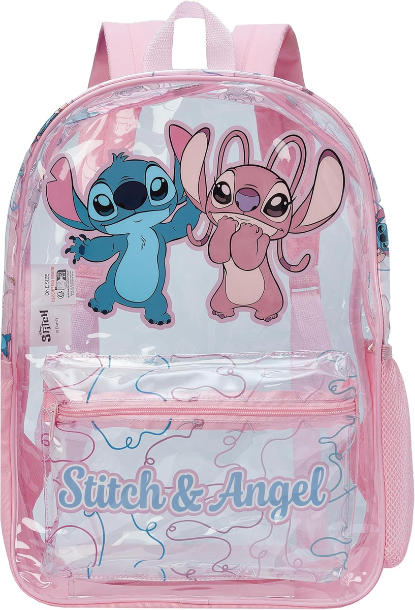 Plecak dla dziewczynki Disney Stitch różowy przezroczysty szkolny