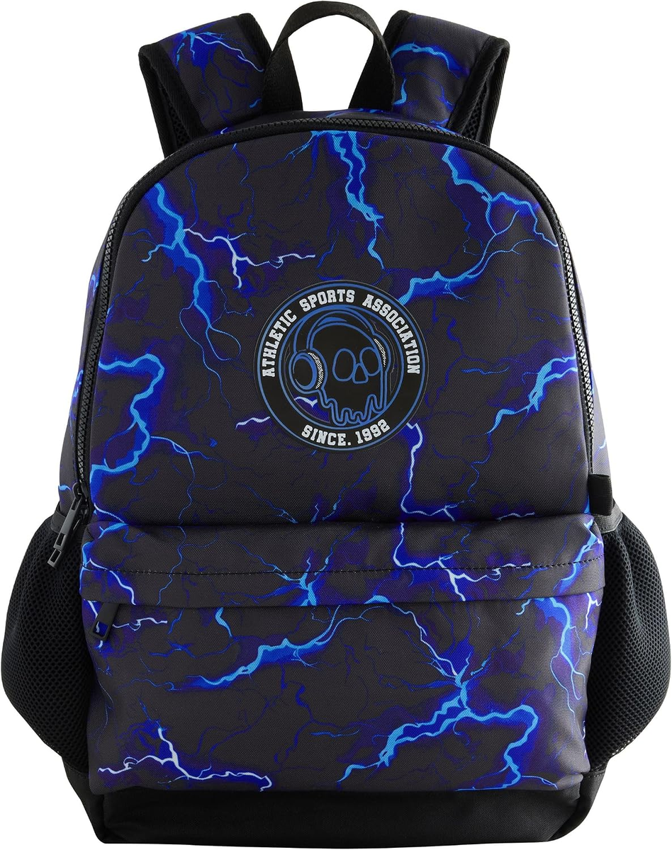 Plecak szkolny dla starszych chłopców, uniwersalny, Blue/Black Lightning