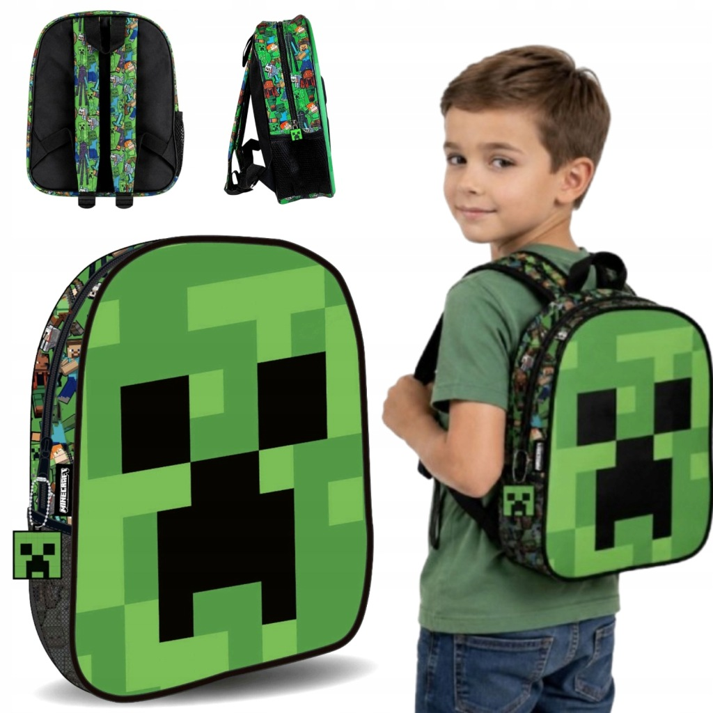 PLECAK PRZEDSZKOLNY MINECRAFT FACE CREEPER ZIELONY