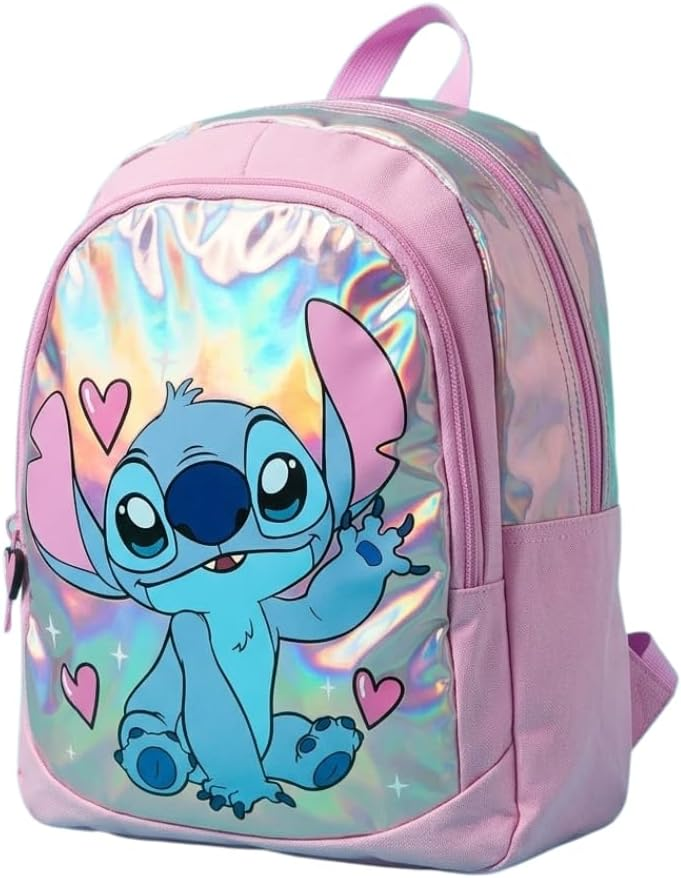 Plecak szkolny Stitch Lilo i Stitch różowy holograficzny 44x16x34 cm