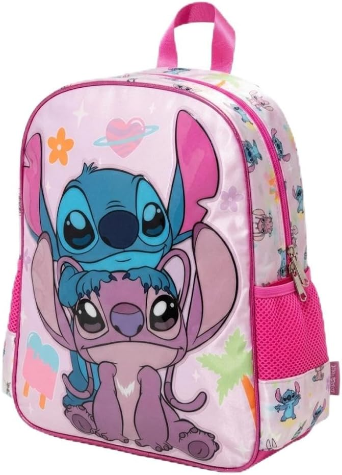 Plecak do przedszkola Stitch i Angel Disney 38 cm dla dzieci różowy