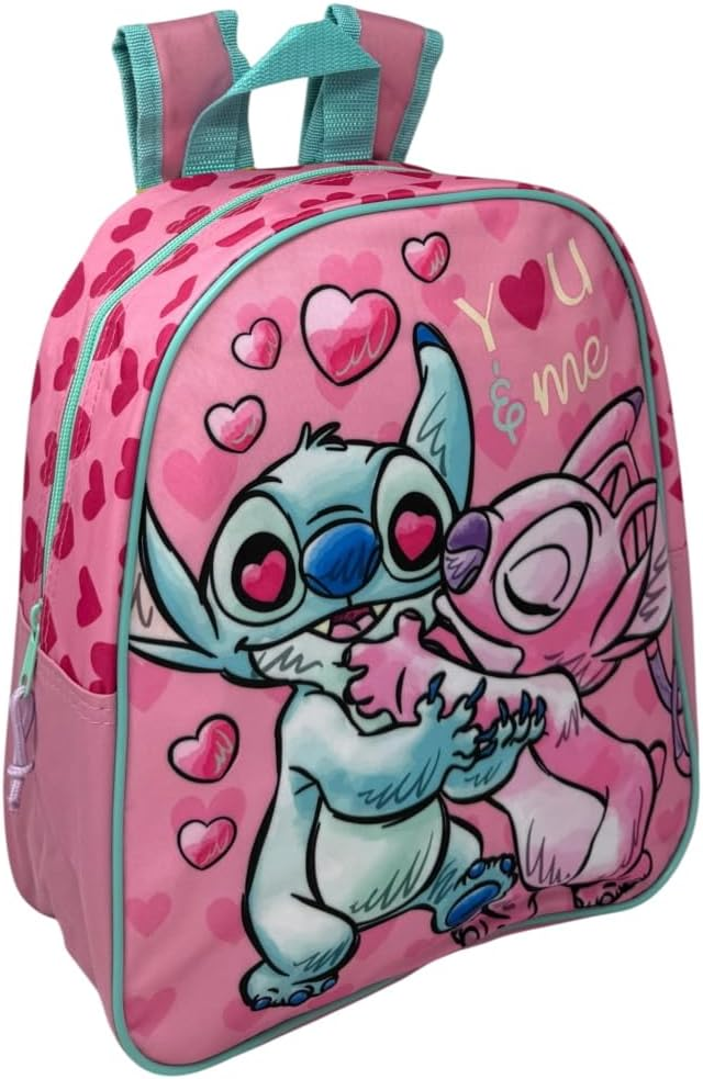Plecak do przedszkola 28 cm Stitch i Angel z wyściełanymi paskami