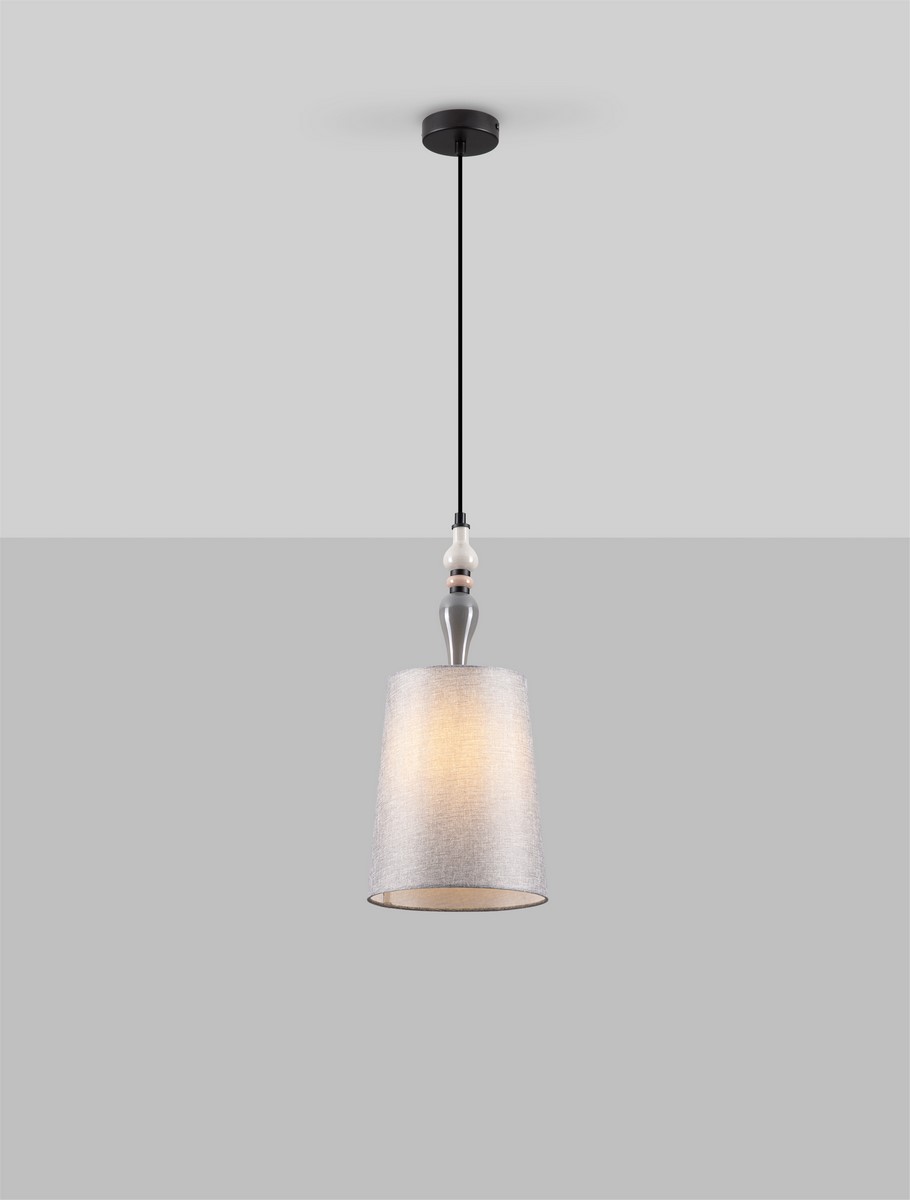 Luces Exclusivas ALEM Lampa Wisząca E27 metal/ceramika/tkanina szary i odcienie szarości LE44205