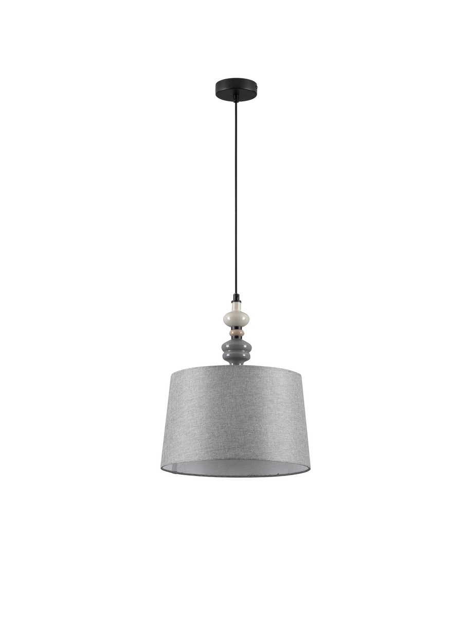 Luces Exclusivas ALEM Lampa Wisząca E27 metal/ceramika/tkanina szary i odcienie szarości LE44204