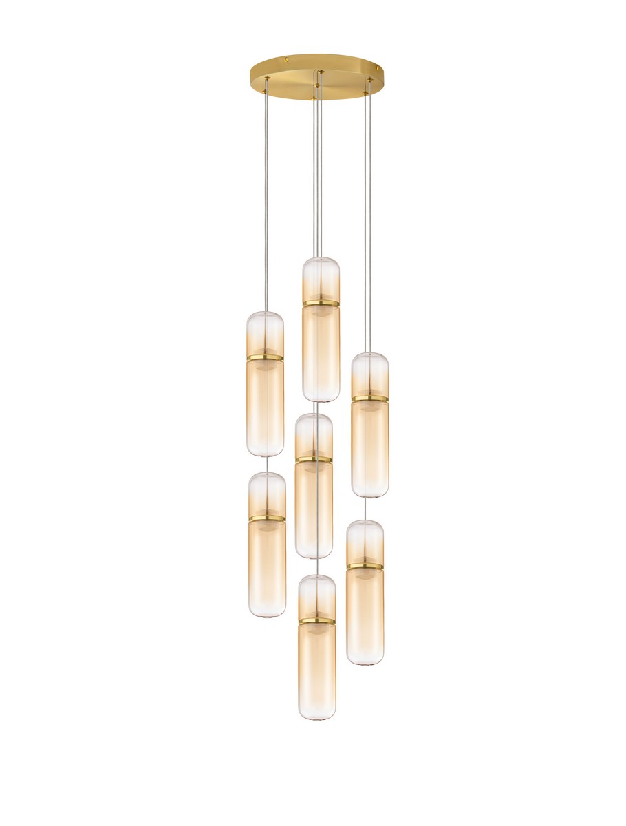 Luces Exclusivas REBALVO Lampa Wisząca ø 34cm LED 49W 3430lm 3000K metal/szkło złoty i odcienie złota LE45201