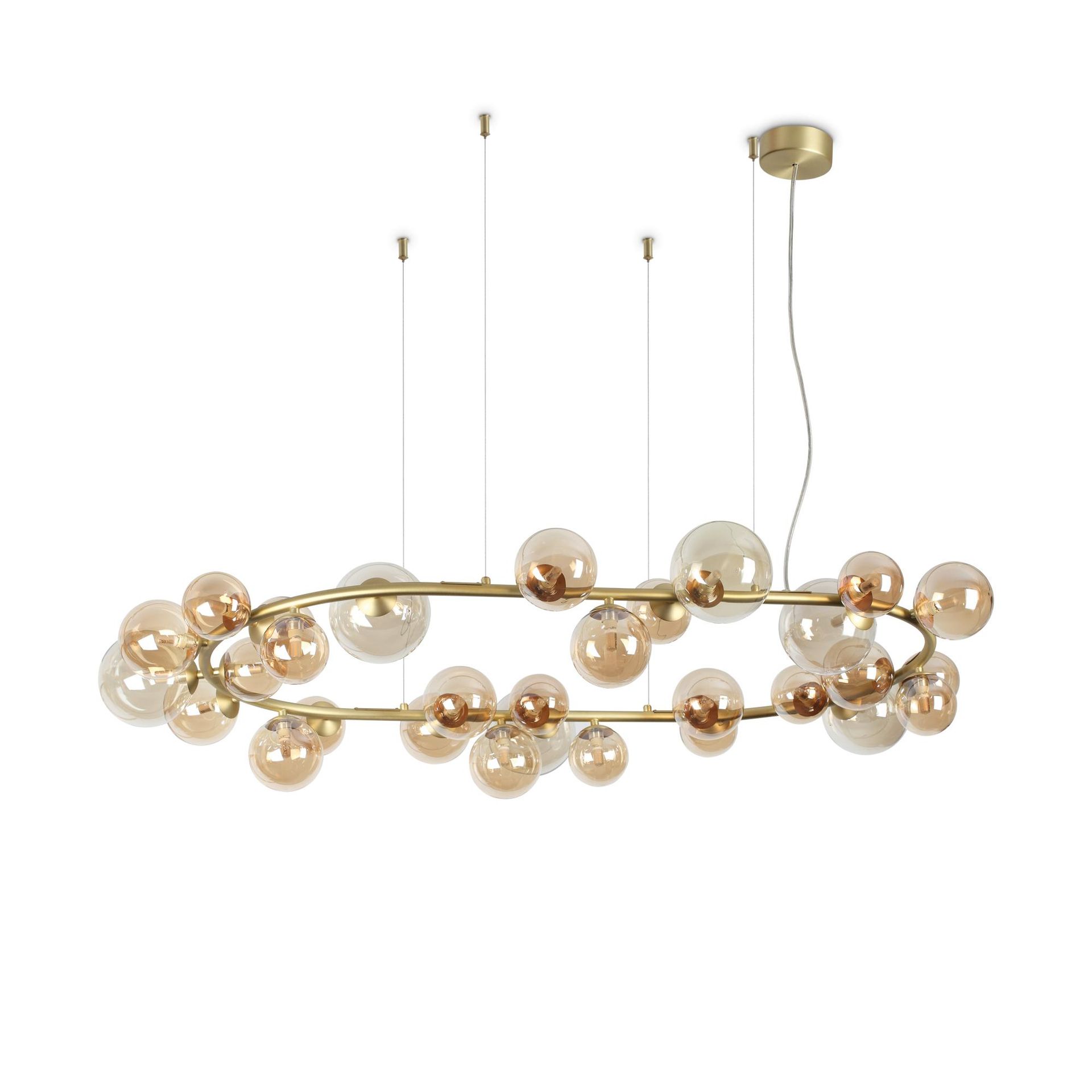 Ideal Lux Lampa Wisząca PERLAGE SP30 AMBRA Bursztynowy/Mosiądz 322780