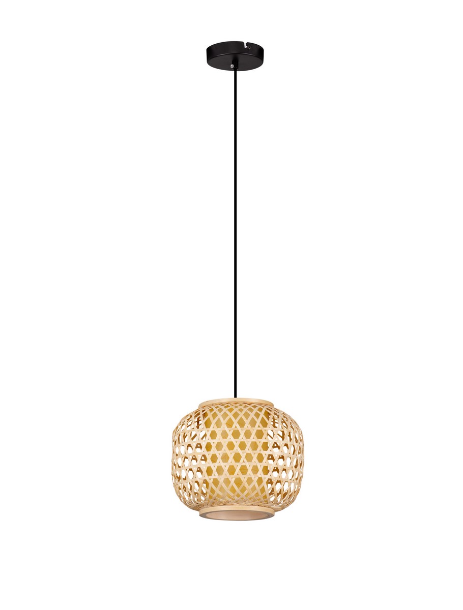 Luces Exclusivas REQUENA Lampa Wisząca E27 stal/ratan czarny LE44862