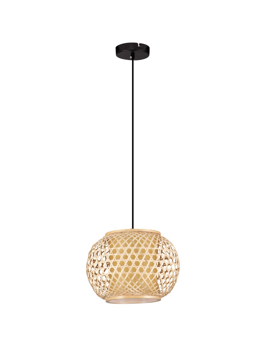 Luces Exclusivas REQUENA Lampa Wisząca E27 stal/ratan czarny LE44861