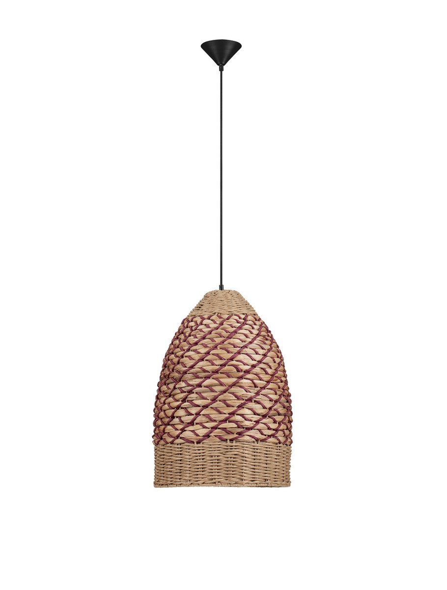 Luces Exclusivas SARMENA Lampa Wisząca ø 12cm E27 hiacynt wodny/sznurek/stal drewno jasne i ciemne LE45354