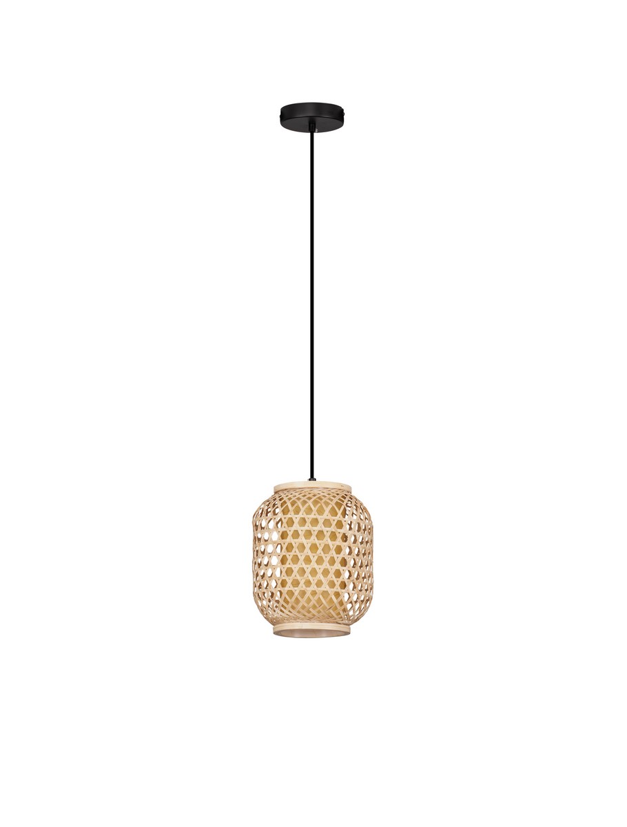 Luces Exclusivas POMALCA Lampa Wisząca E27 stal/ratan czarny LE44860