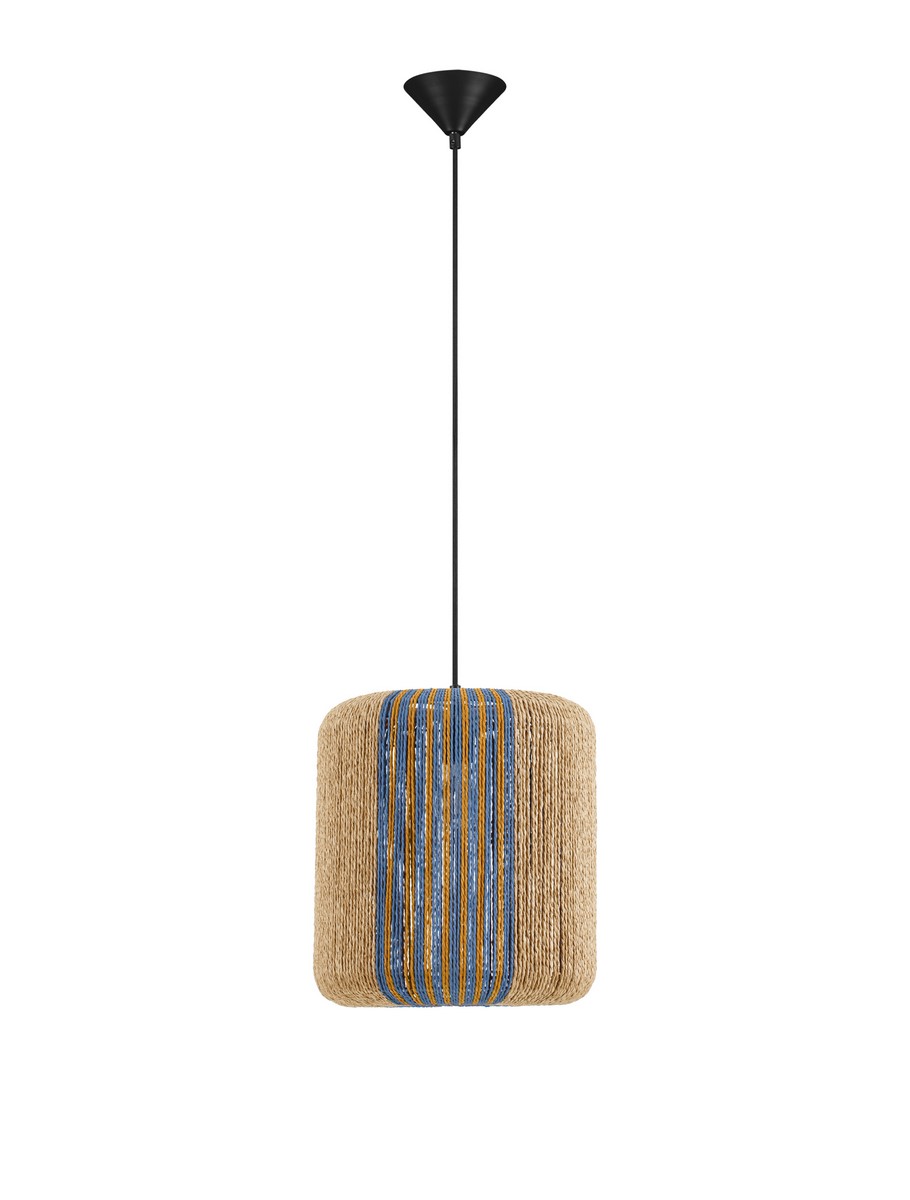 Luces Exclusivas ZORTINA Lampa Wisząca ø 12cm E27 sznurek/stal drewno jasne i ciemne LE45350