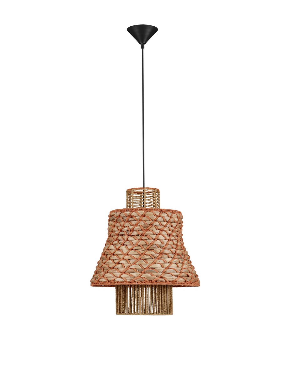 Luces Exclusivas MURVOLO Lampa Wisząca ø 12cm E27 hiacynt wodny/sznurek/stal drewno jasne i ciemne LE45363