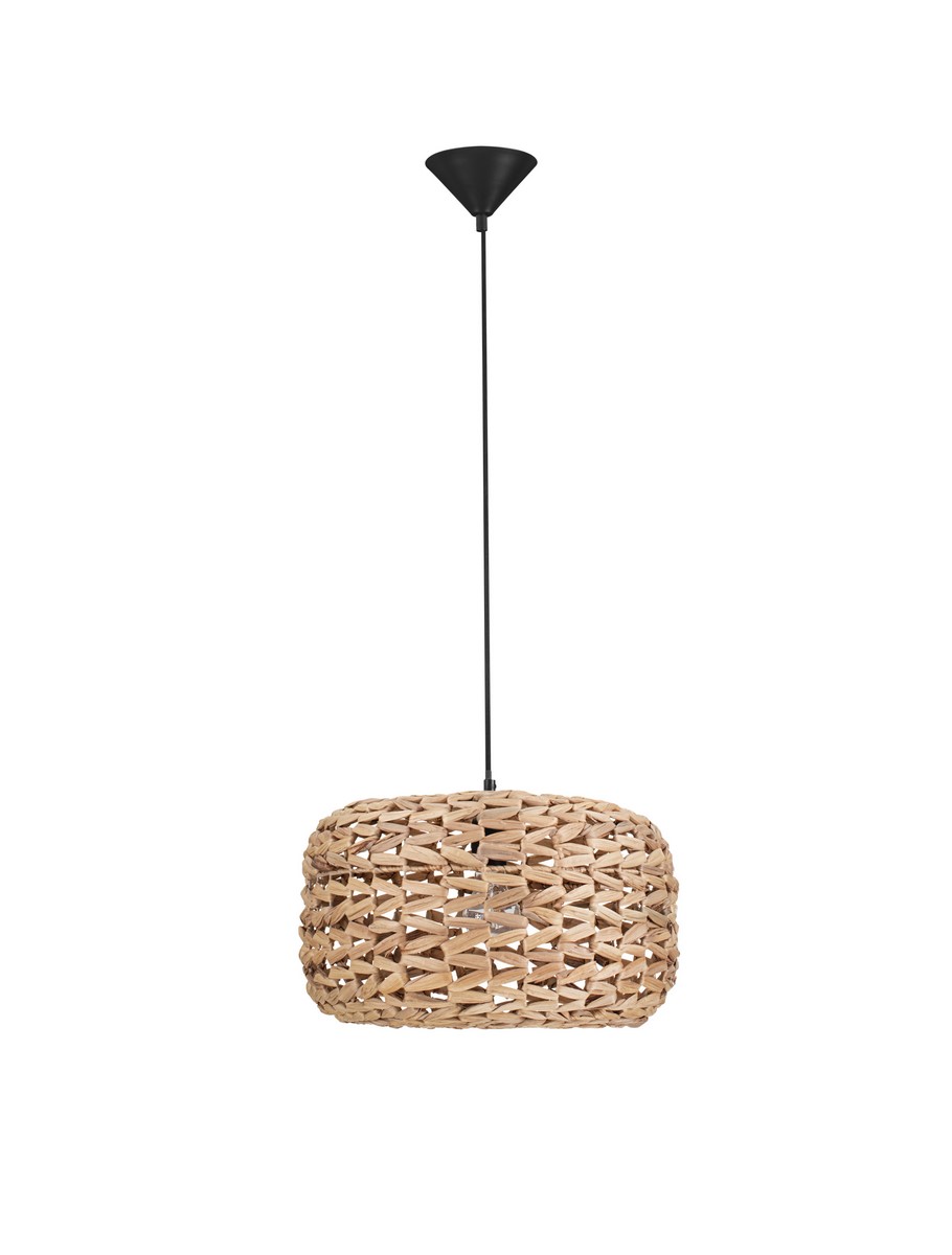 Luces Exclusivas NAVANTA Lampa Wisząca ø 12cm E27 hiacynt wodny/stal drewno jasne i ciemne LE45376