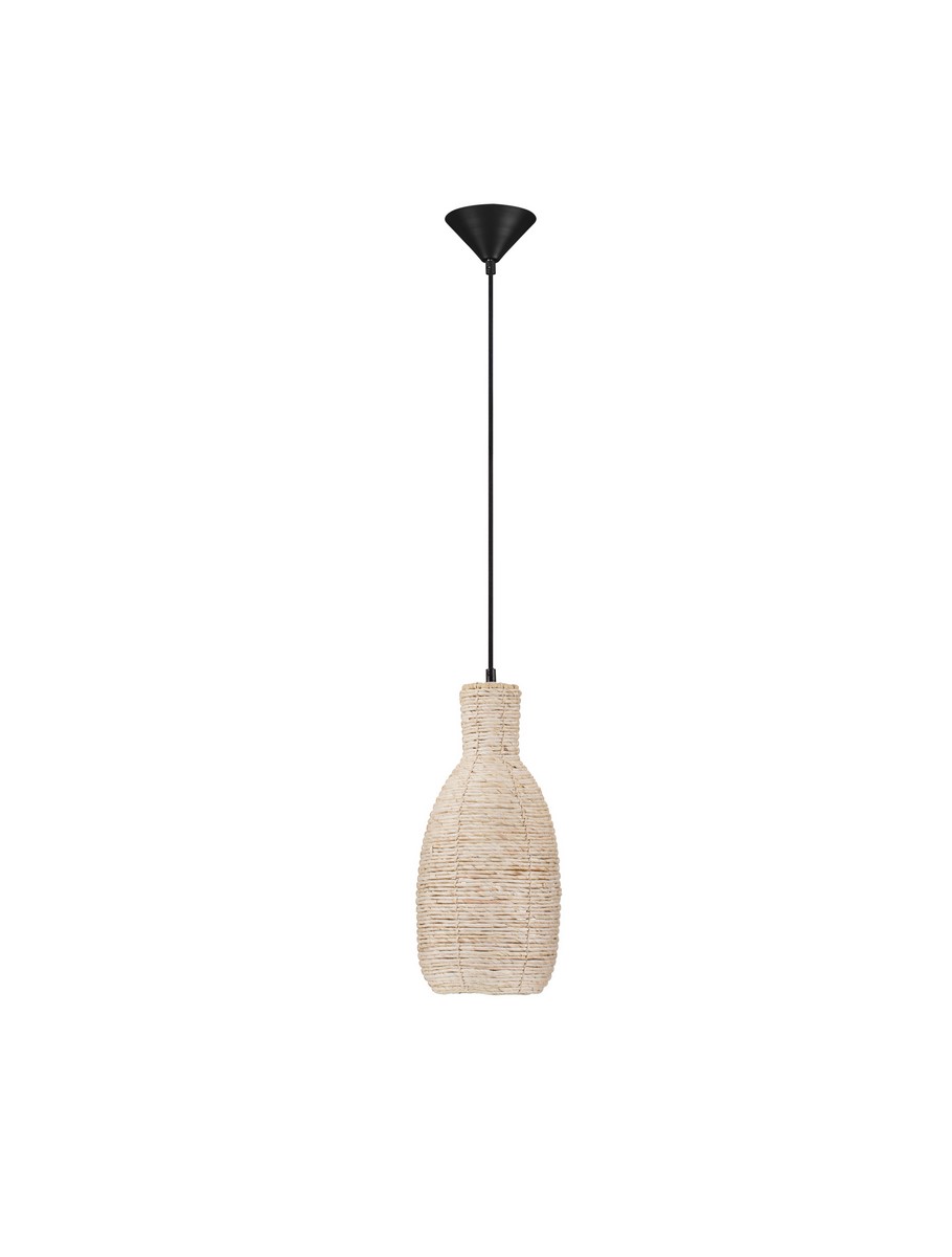 Luces Exclusivas CASRELIO Lampa Wisząca ø 12cm E27 sznurek/stal drewno jasne i ciemne LE45377