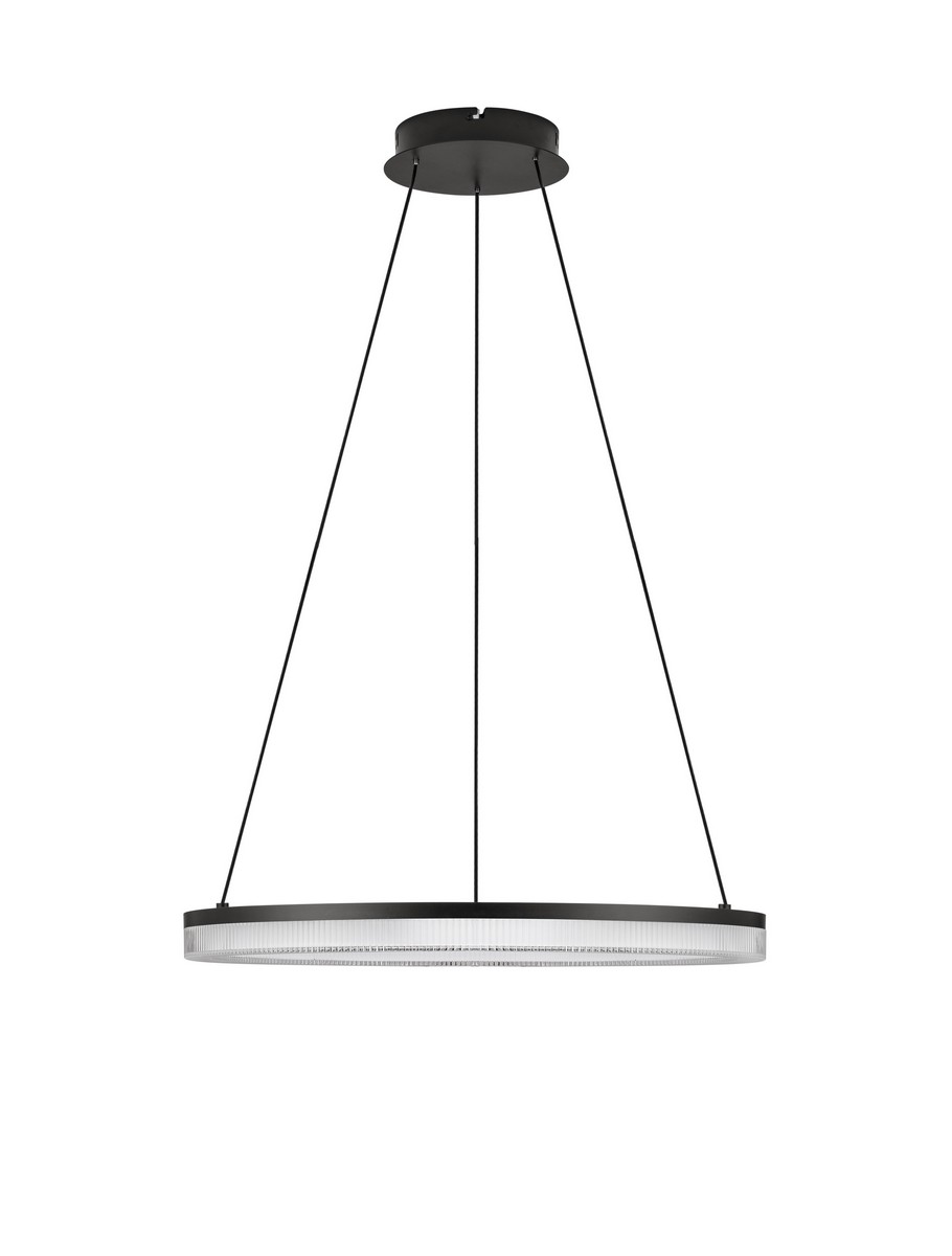 Luces Exclusivas ESTARIO Lampa Wisząca ø 60cm LED 25W 1500lm 3000K aluminium/akryl czarny LE45395