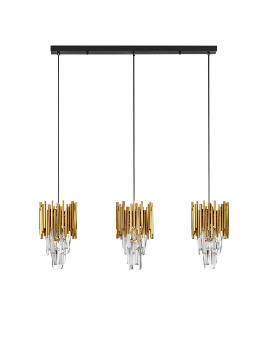 Luces Exclusivas PELAVRO Lampa Wisząca E14 aluminium/stal/kryształ złoty i odcienie złota LE45106