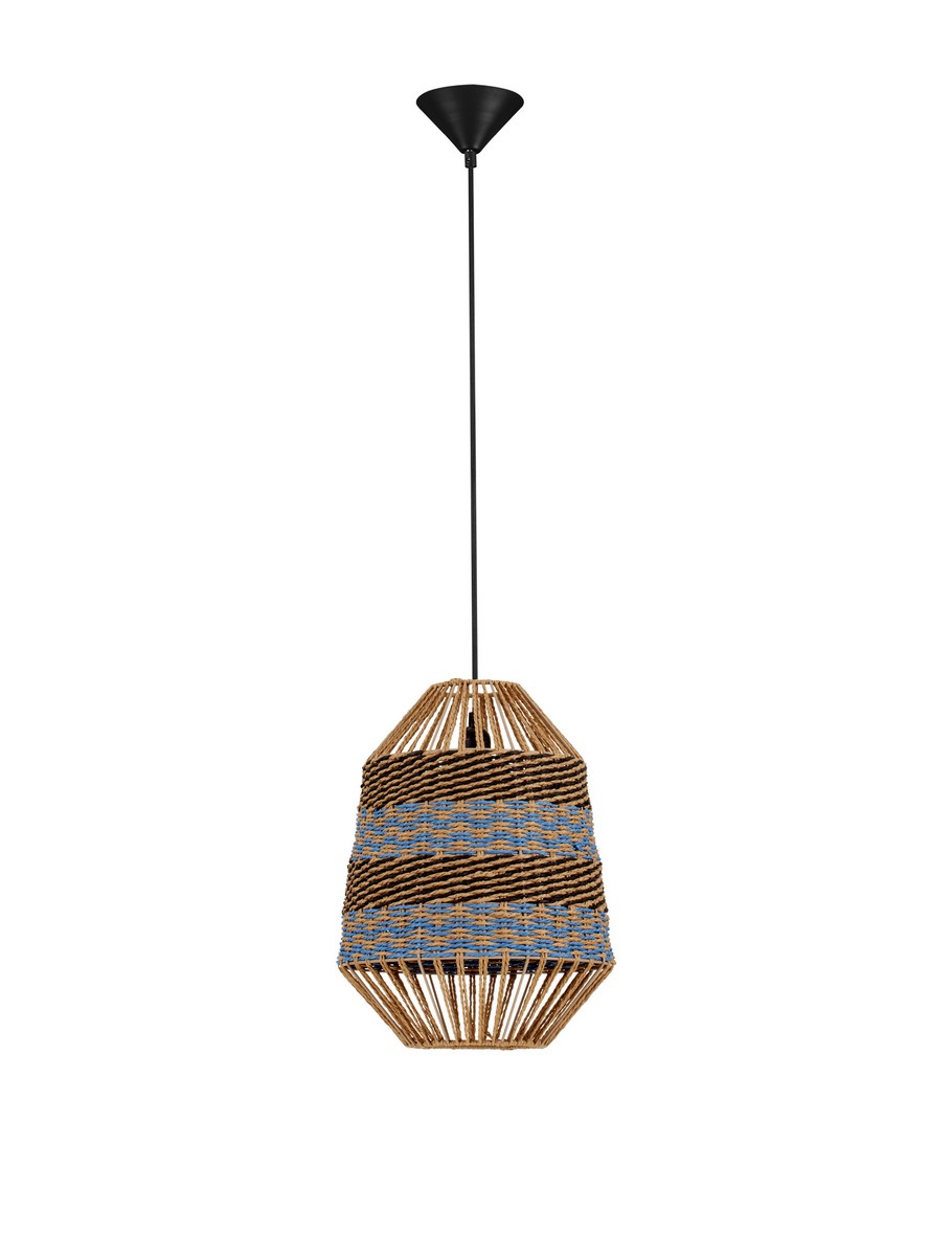 Luces Exclusivas BELRITO Lampa Wisząca ø 12cm E27 sznurek/stal drewno jasne i ciemne LE45362