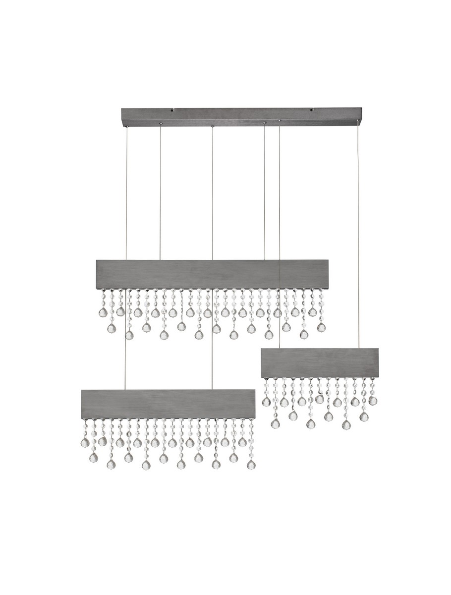Luces Exclusivas OLEVIRA Lampa Wisząca LED 84W 4175lm 3500K stal/aluminium/kryształ czarny LE45149