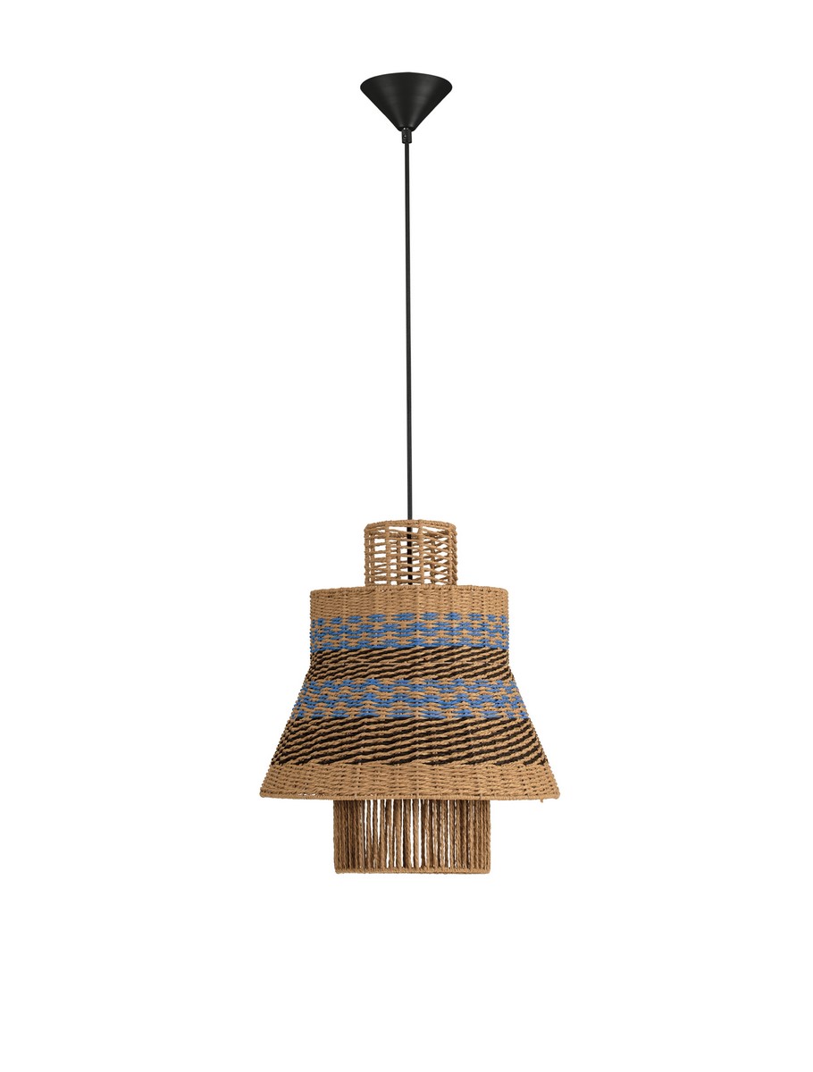 Luces Exclusivas MURVOLO Lampa Wisząca ø 12cm E27 sznurek/stal drewno jasne i ciemne LE45361