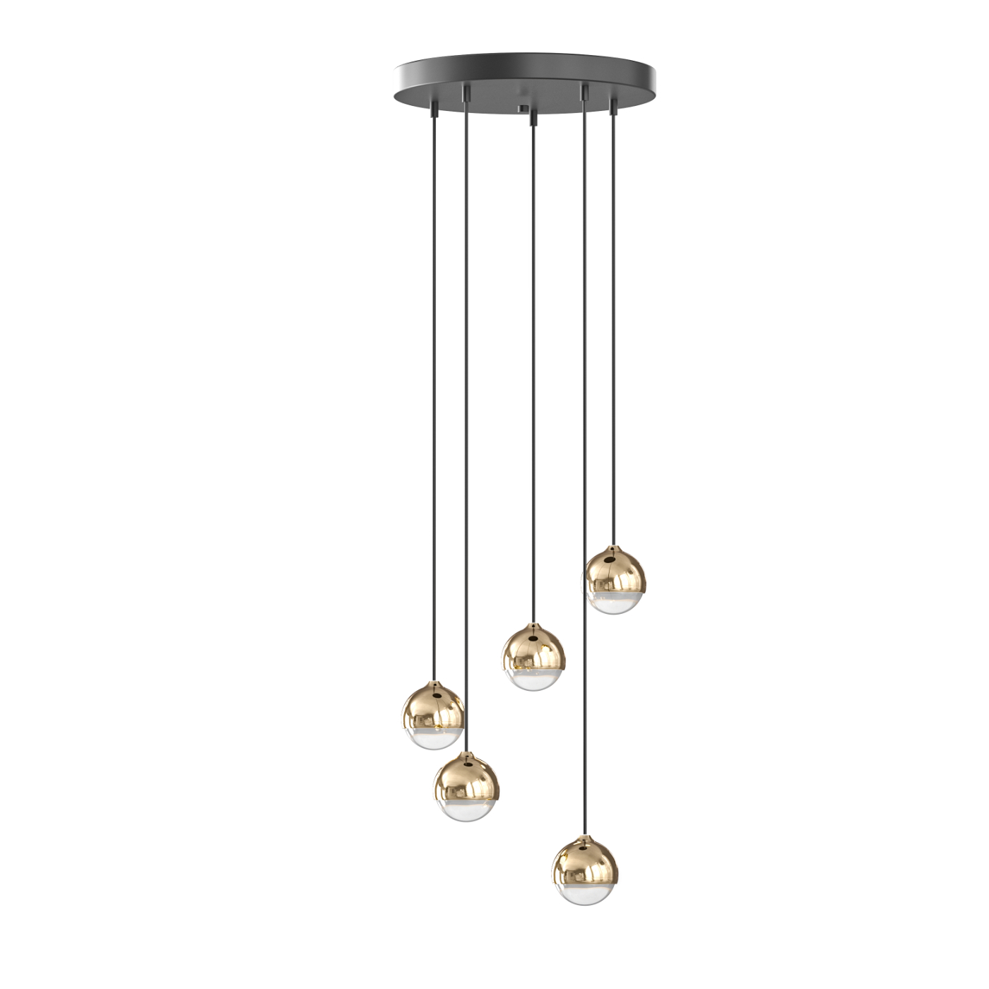 Open Design Highlights Bolicina V Gold Wisząca 5x5W LED 3000K 230V 2680lm Transparentny|Złoty OR85518