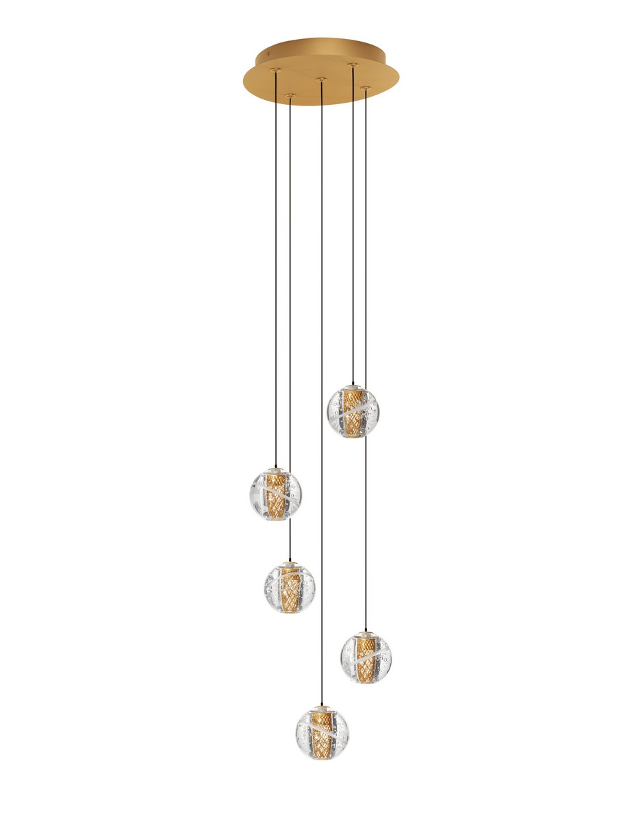 Luces Exclusivas CUYO Lampa Wisząca ø 31cm LED 16W 832lm 3000K metal/szkło złoty i odcienie złota LE44212